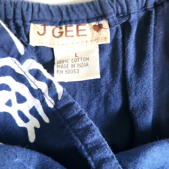 Navy and White Midi Cotton Dress L - Picture 6 of 6